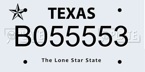 B055553 Texas License Plate