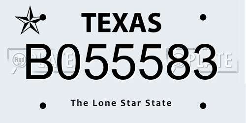 B055583 Texas License Plate
