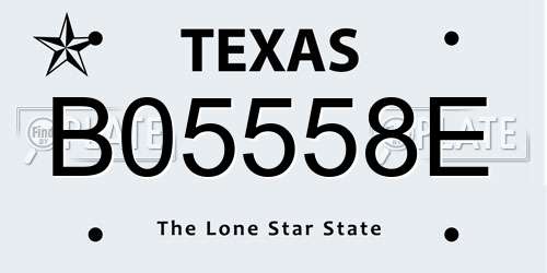 B05558E Texas License Plate