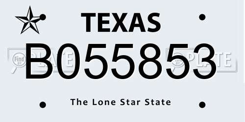 B055853 Texas License Plate