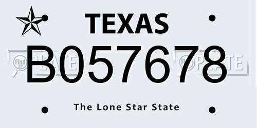 B057678 Texas License Plate