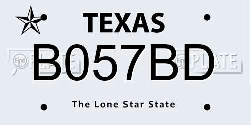 B057BD Texas License Plate