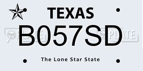 B057SD Texas License Plate