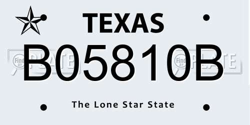 B05810B Texas License Plate