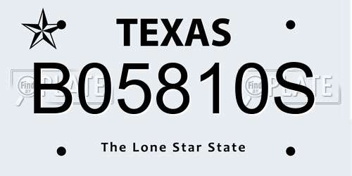 B05810S Texas License Plate