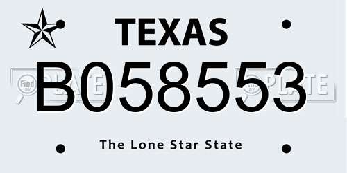 B058553 Texas License Plate