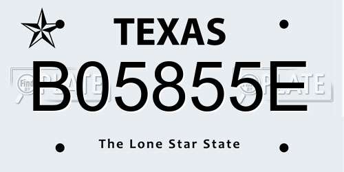 B05855E Texas License Plate