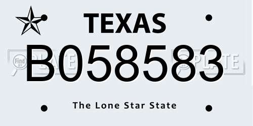 B058583 Texas License Plate