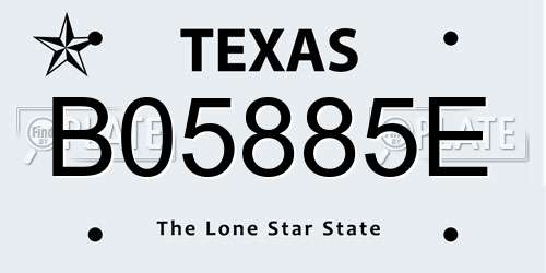 B05885E Texas License Plate