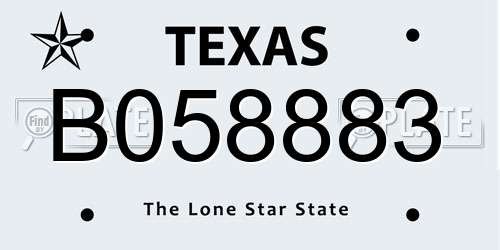 B058883 Texas License Plate