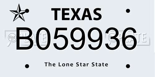 B059936 Texas License Plate