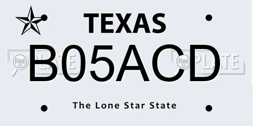 B05ACD Texas License Plate