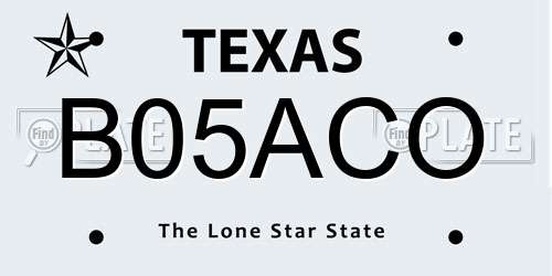 B05ACO Texas License Plate