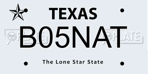 B05NAT Texas License Plate