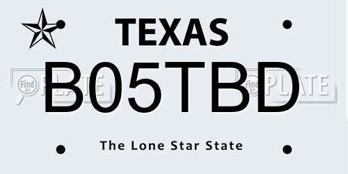 B05TBD Texas License Plate