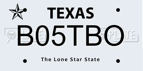 B05TBO Texas License Plate