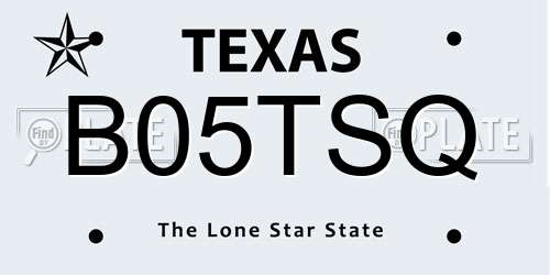 B05TSQ Texas License Plate