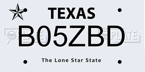 B05ZBD Texas License Plate