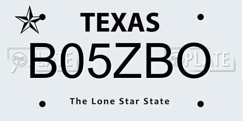 B05ZBO Texas License Plate