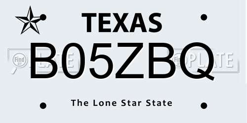 B05ZBQ Texas License Plate