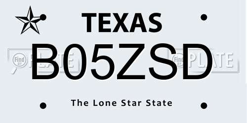 B05ZSD Texas License Plate