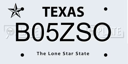 B05ZSO Texas License Plate