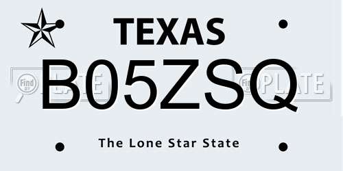 B05ZSQ Texas License Plate