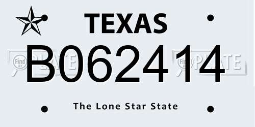 B062414 Texas License Plate