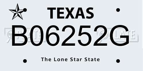 B06252G Texas License Plate