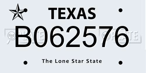 B062576 Texas License Plate
