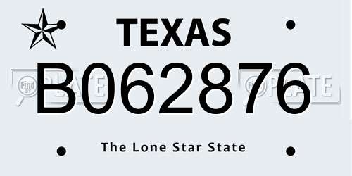 B062876 Texas License Plate