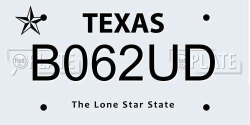 B062UD Texas License Plate