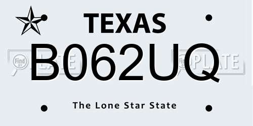 B062UQ Texas License Plate