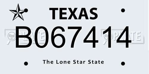 B067414 Texas License Plate