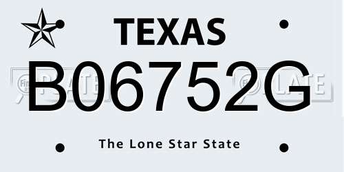 B06752G Texas License Plate
