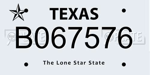 B067576 Texas License Plate