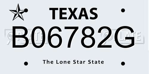 B06782G Texas License Plate