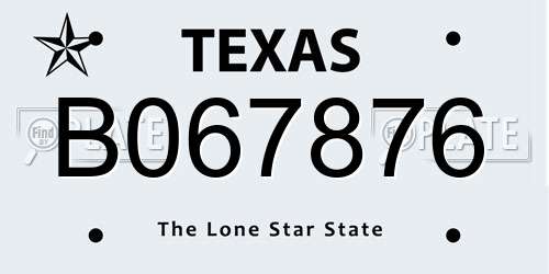 B067876 Texas License Plate