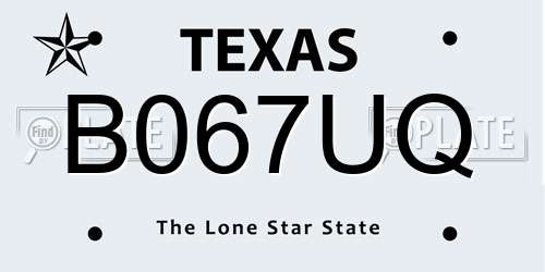 B067UQ Texas License Plate