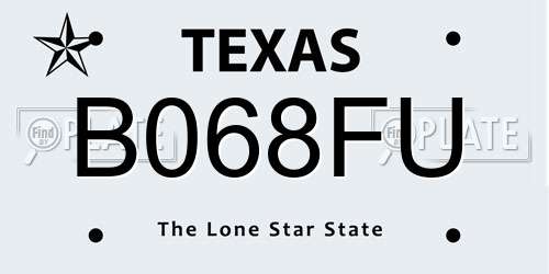 B068FU Texas License Plate