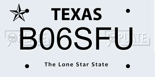 B06SFU Texas License Plate