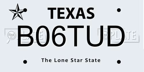 B06TUD Texas License Plate