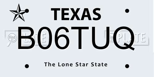 B06TUQ Texas License Plate