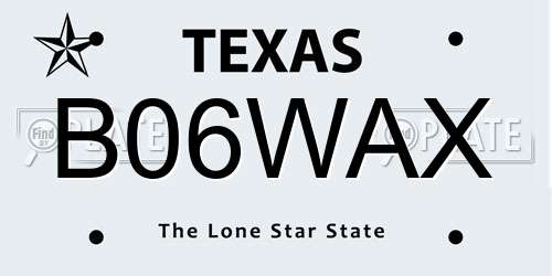 B06WAX Texas License Plate