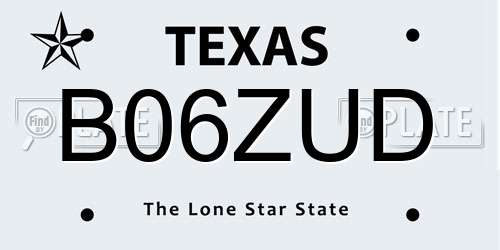 B06ZUD Texas License Plate