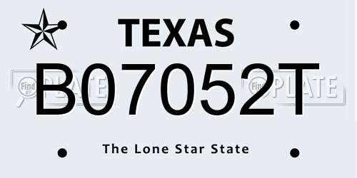 B07052T Texas License Plate