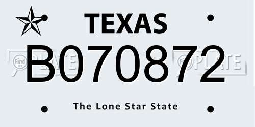 B070872 Texas License Plate