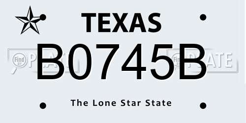 B0745B Texas License Plate