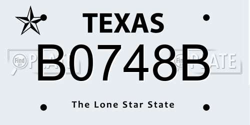B0748B Texas License Plate