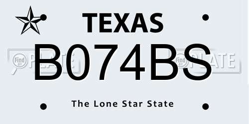 B074BS Texas License Plate